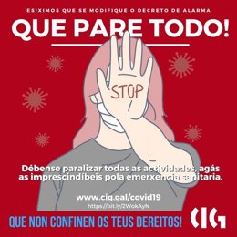 CIG reclama que pare la actividad no esencial por el coronavirus