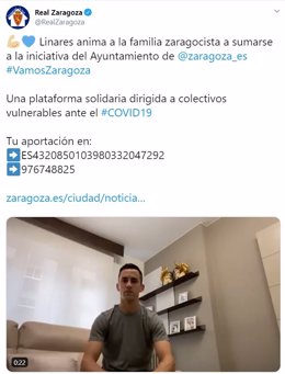 El delantero centro del Real Zaragoza, Miguel Linares, se suma a la campaña para combatir el coronavirus