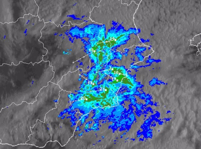 Imagen del radar de las 8.00 horas sobre la Comunitat Valenciana