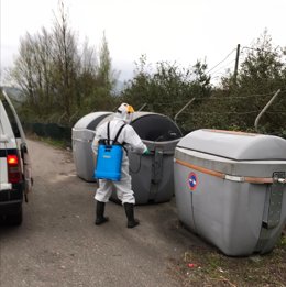 Labores desinfección Ayuntamiento de Mieres.