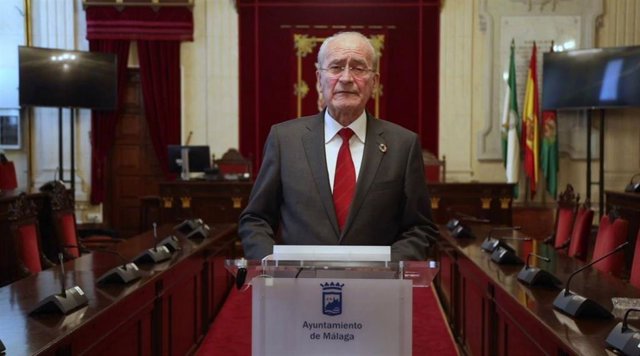 El alcalde de Málaga, Francisco de la Torre, durante la declaración institucional