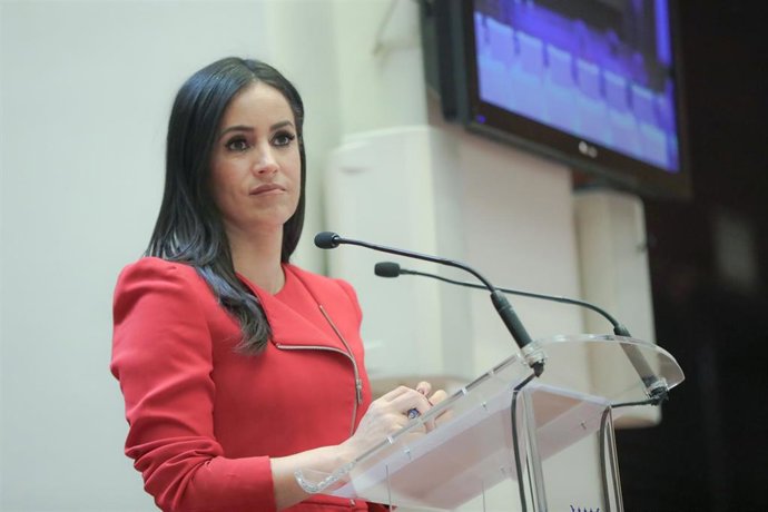 La vicealcaldesa de Madrid, Begoña Villacís, durante una rueda de prensa. Archivo.