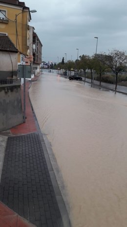 La rambla de Churra inundada