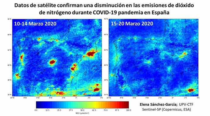Coronavirus.- Las grandes ciudades españolas reducen un 64% las concentraciones de dióxido de nitrógeno en el aire