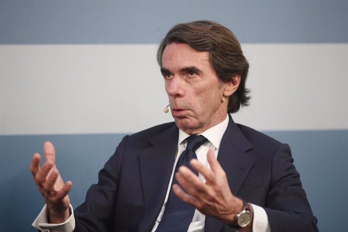 El expresidente del Gobierno José María Aznar inrterviene en un debate el pasado 27 de febrero.