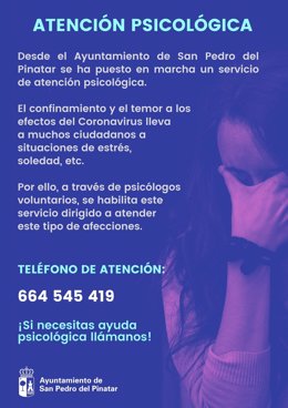 Ayuntamiento San Pedro del Pinatar habilita un servicio de atención psicológica durante el confinamiento