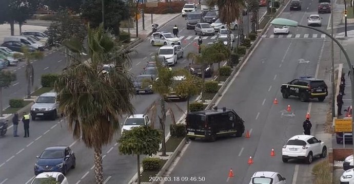 Controles de la Policía Local de Málaga ante el estado de alarma por coranavirus