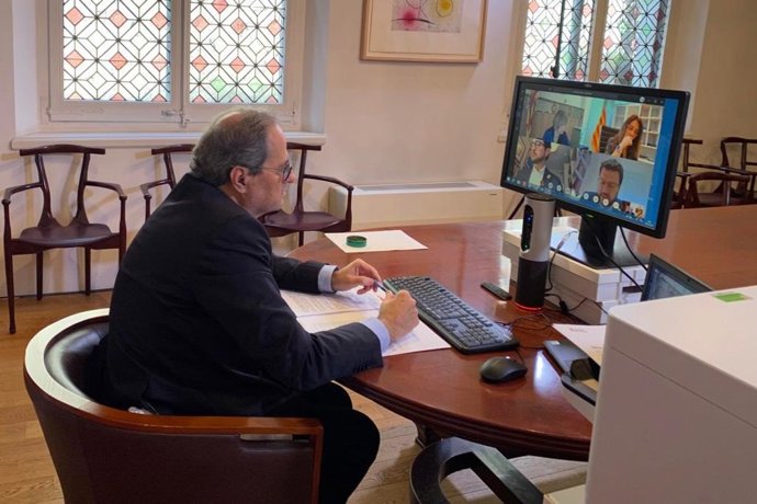 El presidente de la Generalitat, Quim Torra, preside la reunión semanal del Consell Executiu, que se ha realizado por videoconferencia