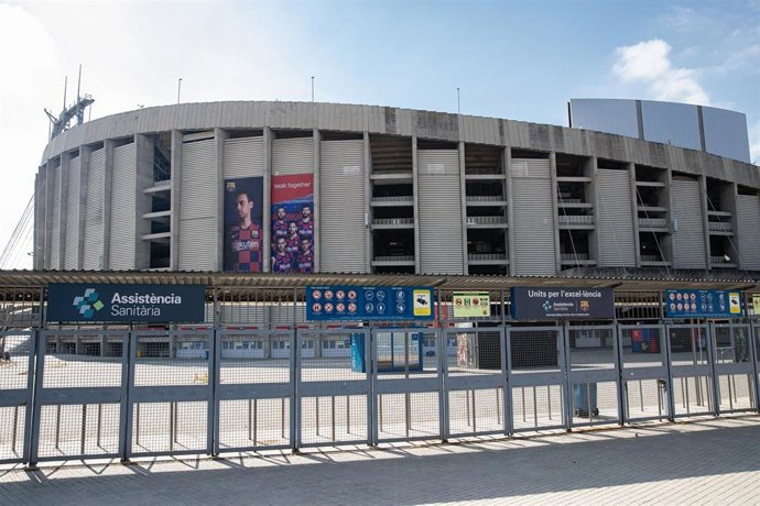 Camp Nou Stadium of FC Barcelona closed to tourists during the lockdown of the population of Barcelona to combat the coronavirus. In Barcelona, Spain, March 20 on 2020.