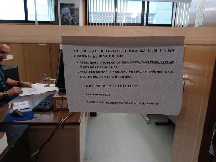 Medidas de protección en los juzgados y registros gallegos contra el coronavirus