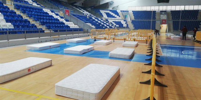 Polideportivo de Son Moix, habilitado para acoger a personas sin hogar. 