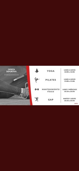 Cartel con los horarios de las clases deportivas de la USAL durante el coronavirus.