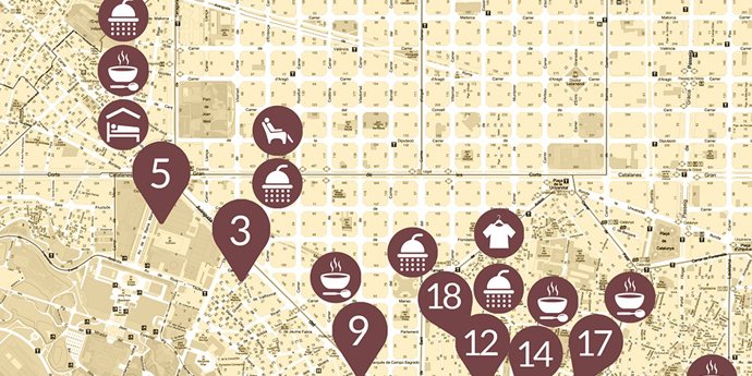 Mapa de recursos activos en Barcelona durante la pandemia de coronavirus