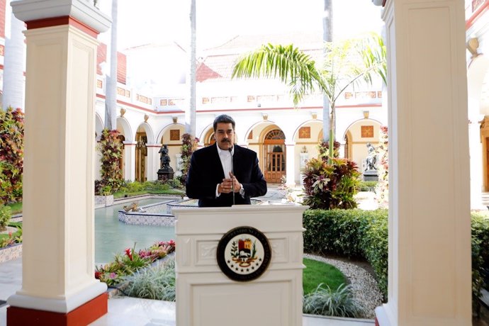 El presidente de Venezuela, Nicolás Maduro, durante una comparecencia celebrada en el Palacio de Miraflores de Caracas.