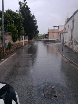Vía cortada en Murcia como consecuencia de la lluvia