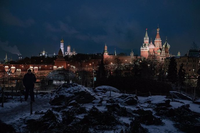 La ciudad de Moscú en una noche de diciembre de 2019