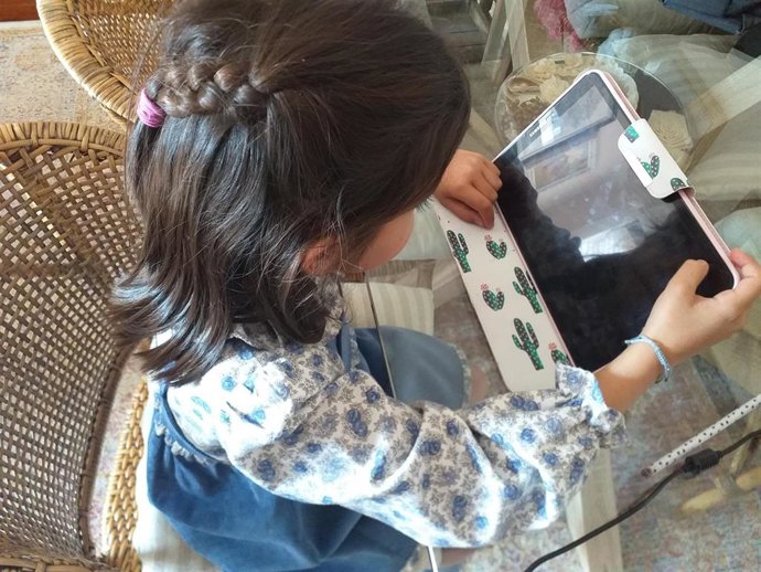 Escolar haciendo deberes desde casa online