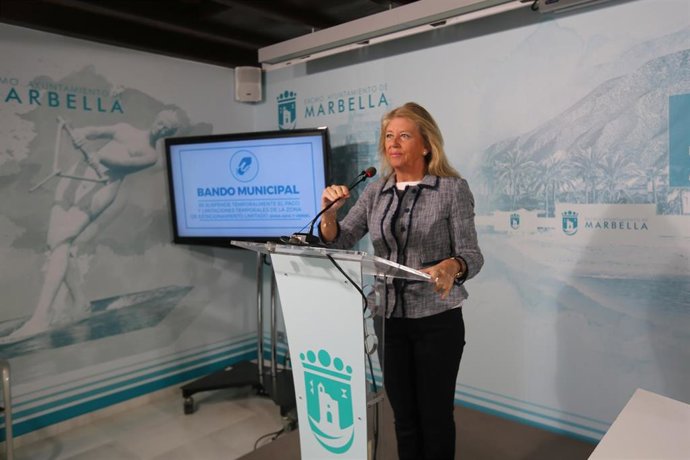 La alcaldesa de Marbella, Ángeles Muñoz, en una comparecencia