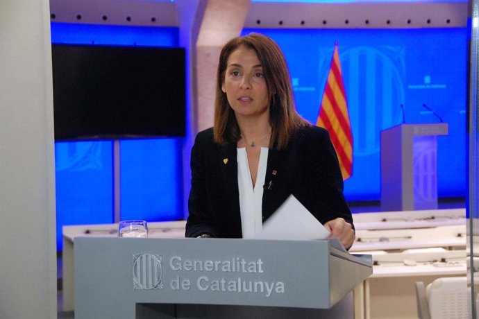 La consellera de Presidncia i portaveu del Govern, Meritxell Budó, en roda de premsa telemtica