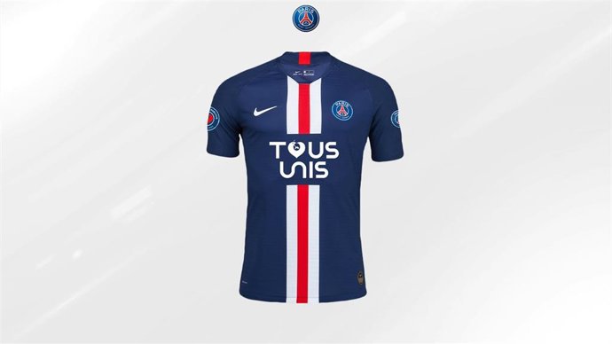 Imagen de la camiseta solidaria del PSG para ayudar a los hospitales de París en su lucha contra el coronavirus