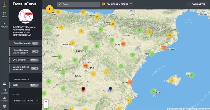 Imagen del mapa de geolocalización de Aragón Gobierno Abierto.