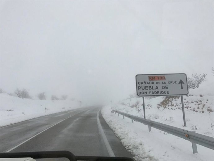 Nieve, carretera, temporal, frío