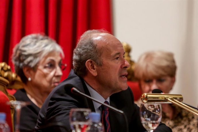 El ministro de Justicia, Juan Carlos Campo, durante su intervención en la inauguración del I Encuentro de Mujeres Juristas en la Real Academia de Jurisprudencia y Legislación (Foto de archivo).