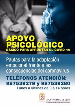 Cartel del nuevo servicio psicológico del Ayuntamiento de León.