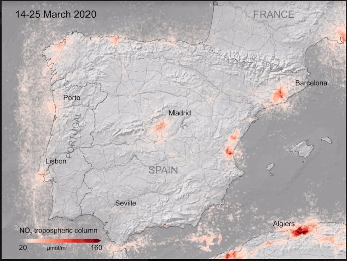 Coronavirus.- Las concentraciones de NO2 experimentan un acusado descenso en tod