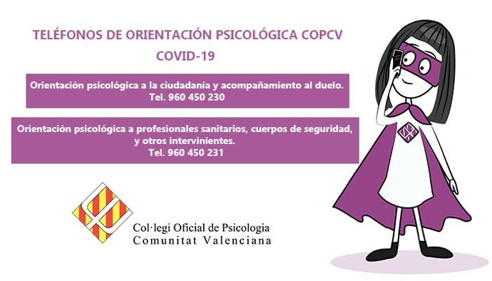 EL COPCV PONE EN MARCHA DOS LÍNEAS TELEFÓNICAS GRATUITAS DE ATENCIÓN PSICOLÓGICA A LA CIUDADANÍA