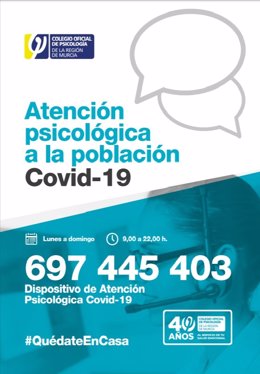 Cartel del servicio de atención del Colegio Oficial de Psicólogos de la Región