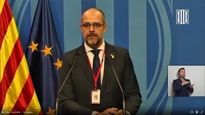 El conseller de Interior de la Generalitat, Miquel Buch, en rueda de prensa telemática sobre coronavirus el 28/3/2020