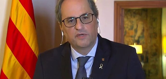 El president de la Generalitat, Quim Torra, en una declaració institucional sobre el coronavirus