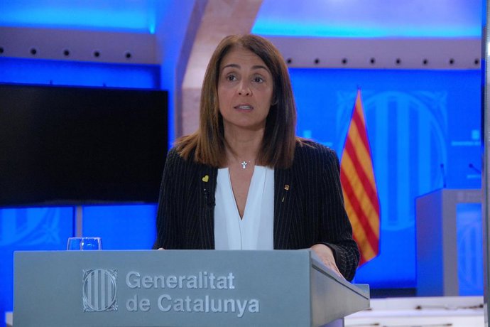 La consellera de Presidncia, Meritxell Budó, en roda de premsa telemtica