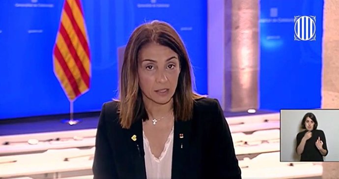 La conselllera y portavoz de la Generalitat, Meritxell Budó, en rueda de prensa telemática sobre el coronavirus
