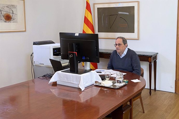 El president de la Generalitat, Quim Torra, en la conferncia telemtica de presidents autonmics