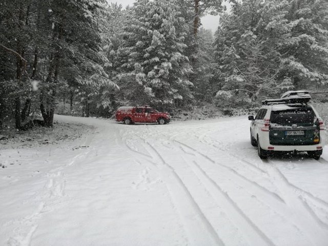 Nieve en la sierra de Madrid. Imagen del 16 de marzo de 2020.