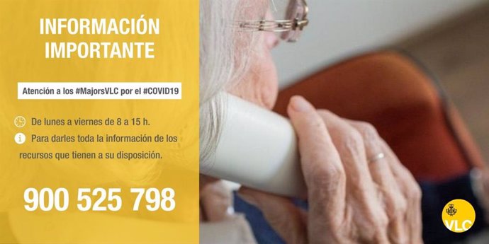 Campaña de atención a mayores del Ayuntamiento de Valncia durante la crisis sanitaria por el Covid-19. 