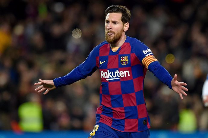  Leo Messi celebrant un gol amb el FC Barcelona