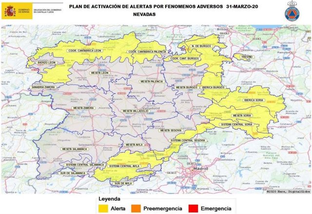 Alerta por nevadas en Castilla y León.