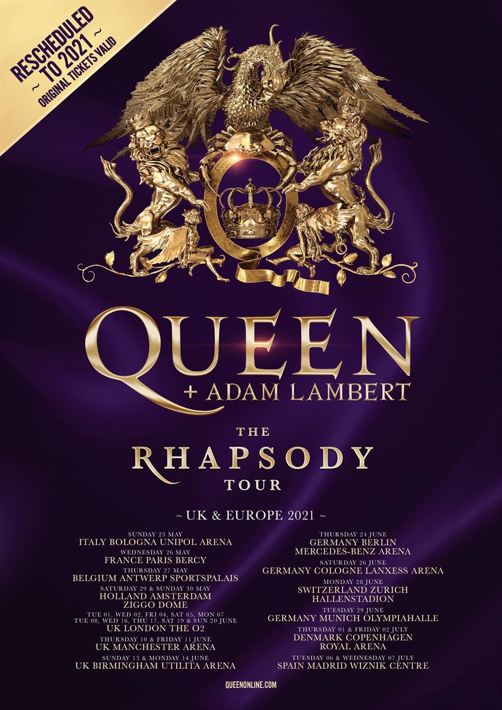 Queen + Adam Lambert aplazan hasta julio de 2021 sus conciertos en Madrid