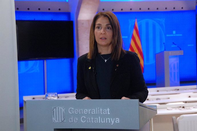 La consellera de Presidncia i portaveu de la Generalitat, Meritxell Budó, en roda de premsa el 31 de mar de 2020.