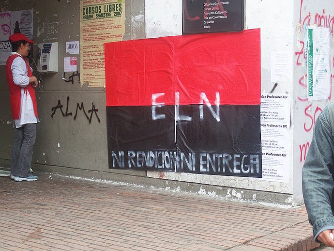 Pancarta la guerrilla del ELN en Colombia
