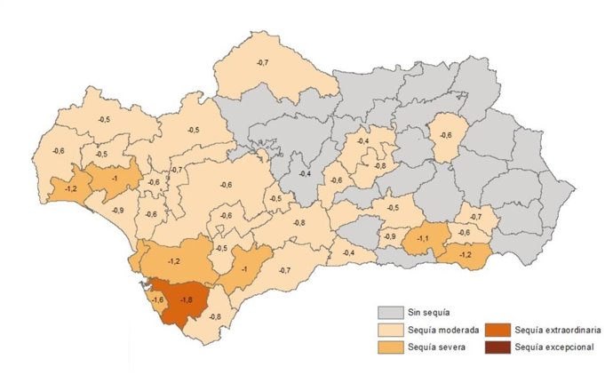Andalucía cierra marzo con siete comarcas agrarias en sequía severa, una en extr