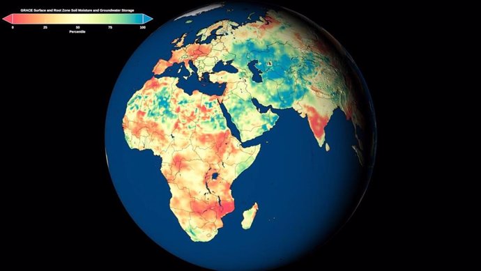 Mapa global de condiciones de humedad del suelo