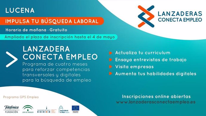 Cartel de la 'Lanzadera Conecta Empleo' de Lucena