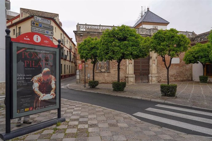 Plaza de Pilatos, donde se encuentra el Palacio del mismo nombre sin turistas. Sevilla a 14 de marzo de 2020