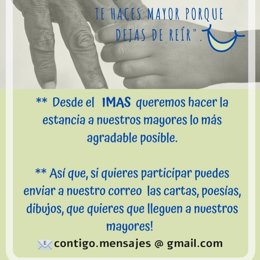 Cartel del IMAS para hacer llegar cartas de ciudadanos a los mayores de las residencias