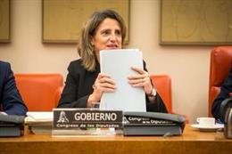 La vicepresidenta para la Transición Ecológica y el Reto Demográfico, Teresa Ribera, en la comisión del ramo en el Congreso
