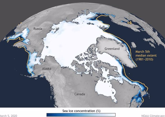 Moderado máximo de hielo en el Ártico durante el pasado invierno